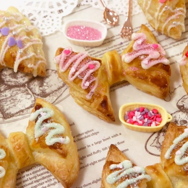 市販のパイシートで♥リボンパイ